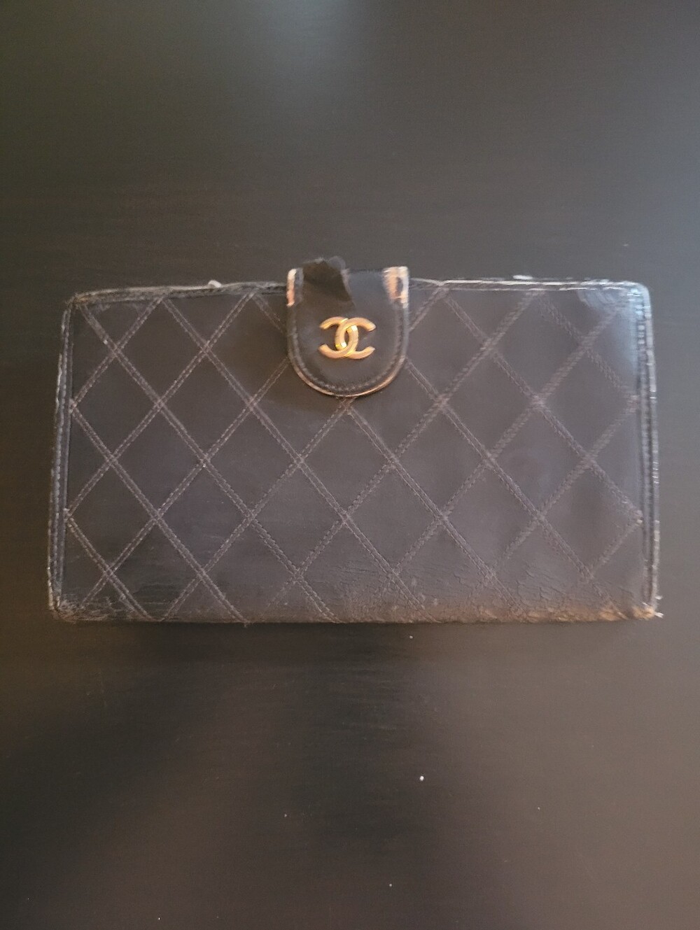CHANEL Black Quilted Wallet with Gold CC Snap- Project